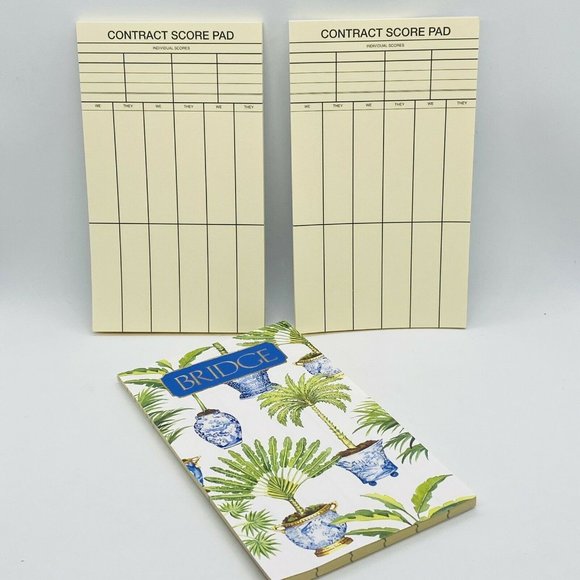 Caspari Bridge Score Pad, Potted Palms (SP134) Set of 3 NEW Unsealed - Picture 3 of 5